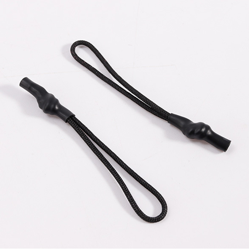 Black heat shrink tube pull head rope injection molding pull tail rope bags clothing rope sleeve lanyard wholesale