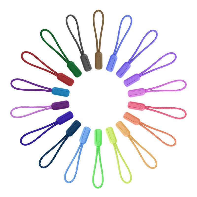 Pull loop color silicone zipper head injection plastic drop pull tail plastic pull head rope Tail rope pull rope