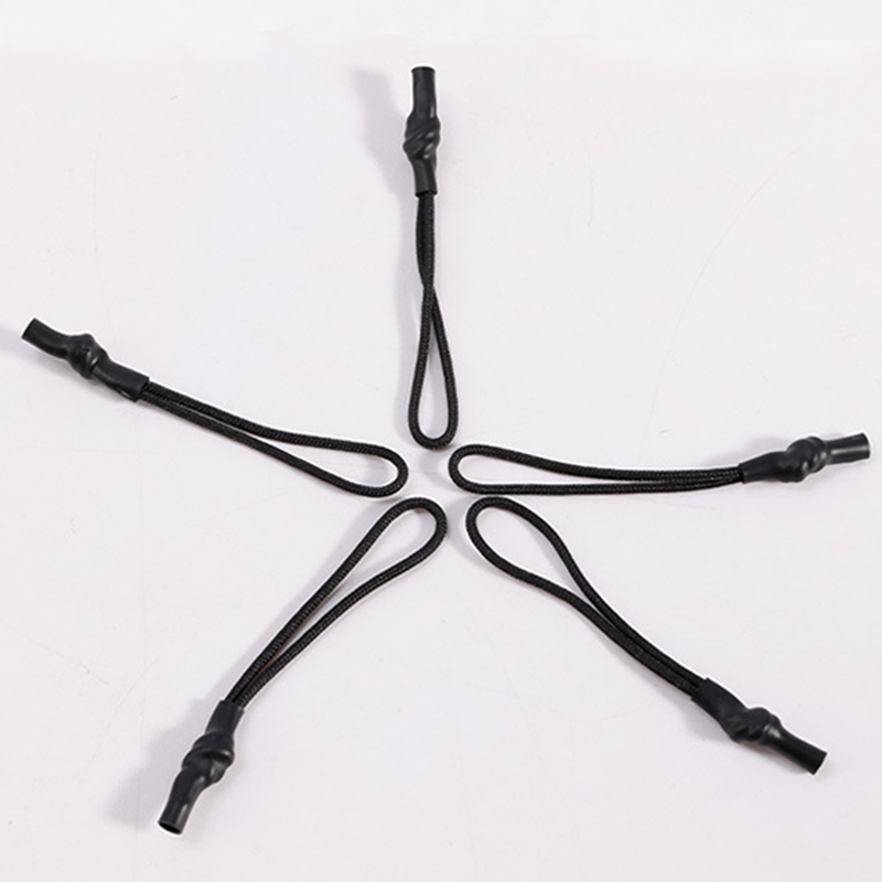 Black heat shrink tube pull head rope injection molding pull tail rope bags clothing rope sleeve lanyard wholesale
