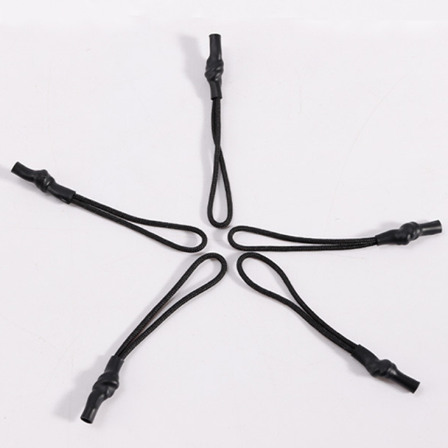 Black heat shrink tube pull head rope injection molding pull tail rope bags clothing rope sleeve lanyard wholesale