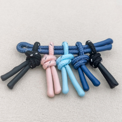 Drawstring zipper head drawtail Dip glue color jump point reflective silk double-head drawstring luggage clothing lanyard drawtail