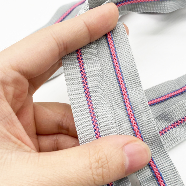 Bone ribbon knitting ribbon striped intercolored ribbon Elastic ribbon Clothing pants luggage clothing accessories belt