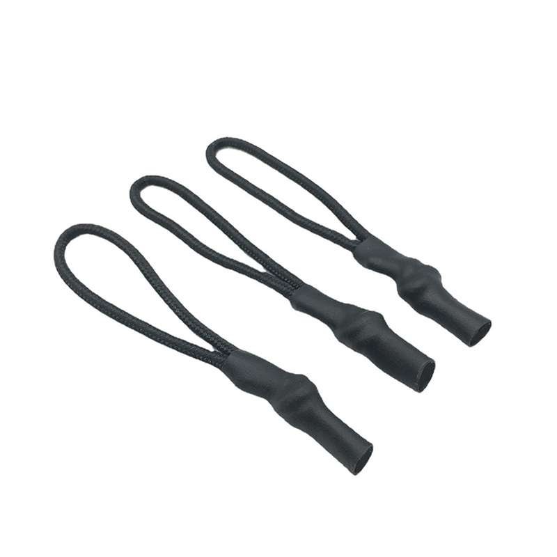 Black heat shrink tube pull head rope injection molding pull tail rope bags clothing rope sleeve lanyard wholesale