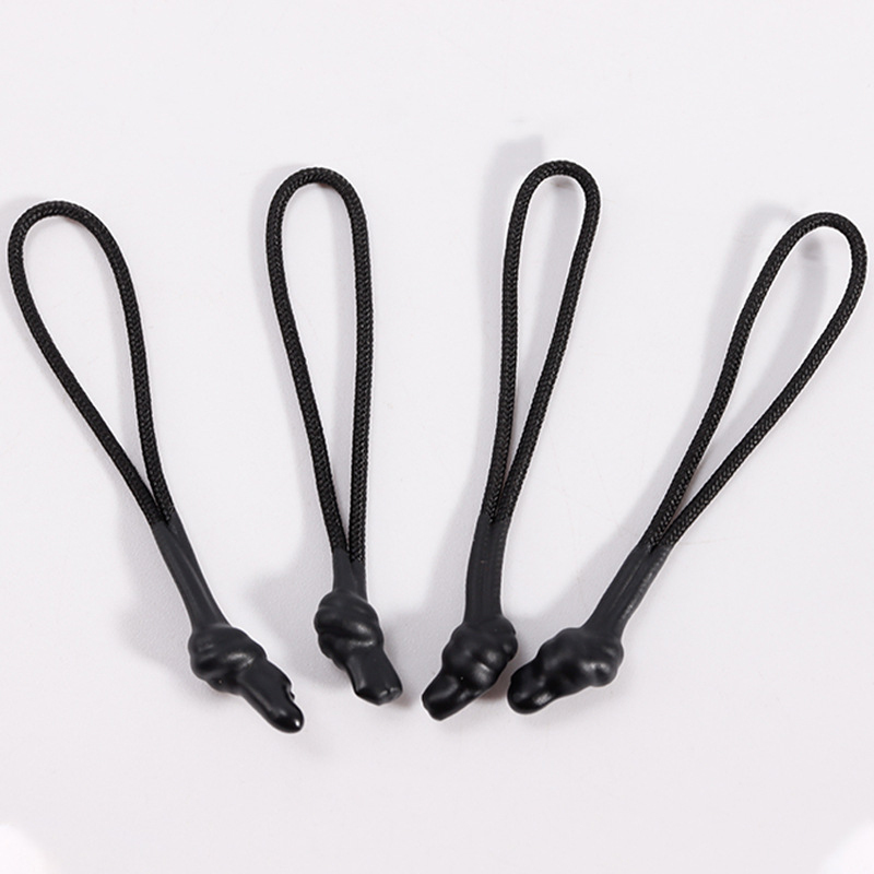 Black heat shrink tube pull head rope injection molding pull tail rope bags clothing rope sleeve lanyard wholesale