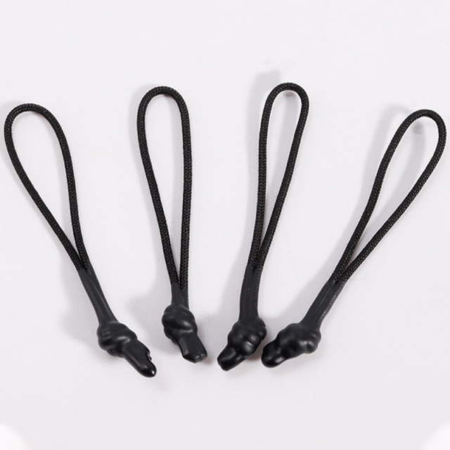 Black heat shrink tube pull head rope injection molding pull tail rope bags clothing rope sleeve lanyard wholesale