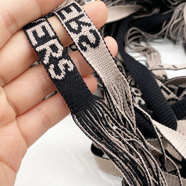 Manufacturers new jacquard wave fringe tassel rope mercerized cotton woven casual pants drawstring hoodie hat rope