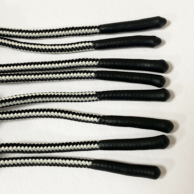 Factory custom clothing round rope elastic silicone rope zipper accessory polyester braided dipped drawcord