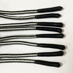 Factory custom clothing round rope elastic silicone rope zipper accessory polyester braided dipped drawcord