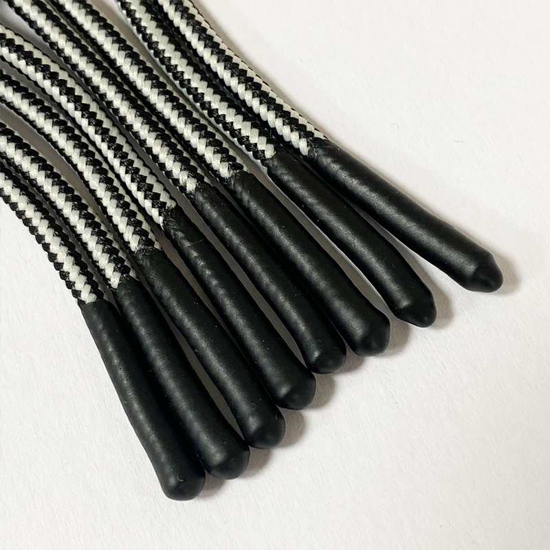 Factory custom clothing round rope elastic silicone rope zipper accessory polyester braided dipped drawcord