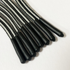 Factory custom clothing round rope elastic silicone rope zipper accessory polyester braided dipped drawcord