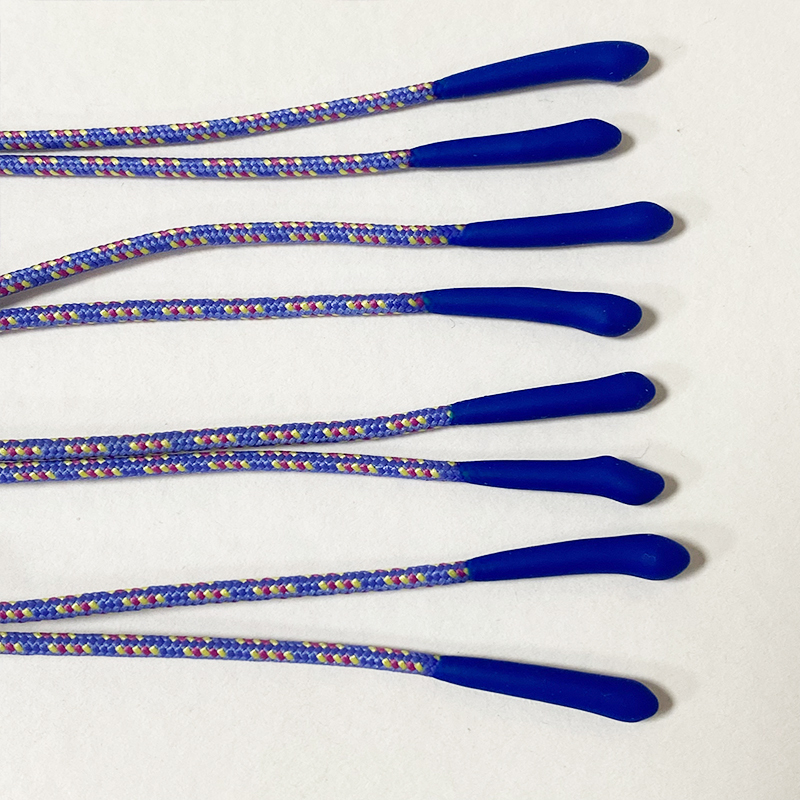 dipping silicone shoelace tipping Custom thick drawstring cord silicone dipped tips drawcord dipped end cord