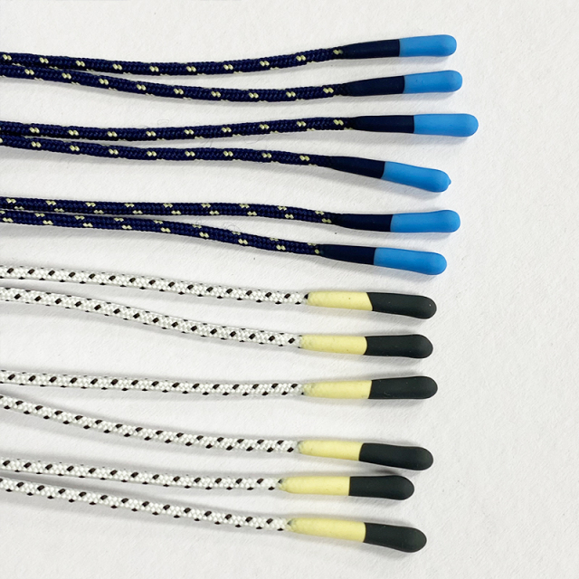 High quality custom round rope elastic silicone dipped drawcord zipper accessory polyester braided dipped drawcord