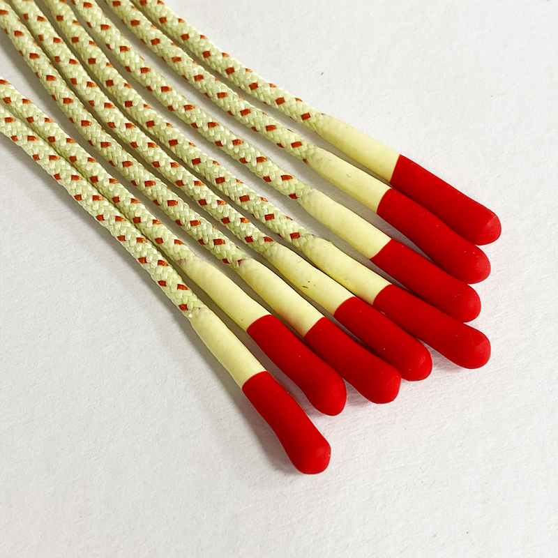 Custom thick drawstring cord silicone dipped tips drawcord fancy spotted zipper head drawstring clothing round rope