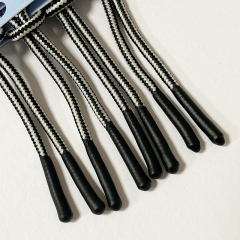 Factory custom clothing round rope elastic silicone rope zipper accessory polyester braided dipped drawcord