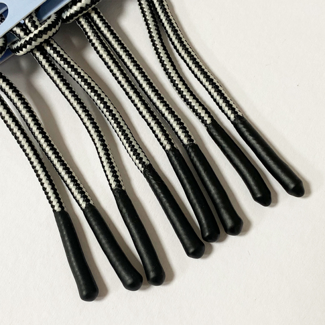 Factory custom clothing round rope elastic silicone rope zipper accessory polyester braided dipped drawcord