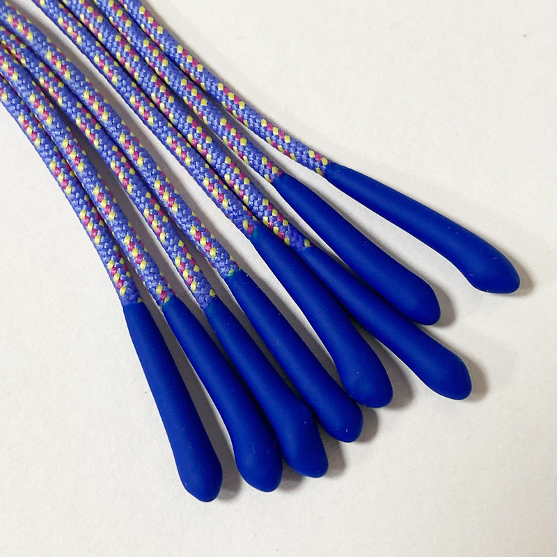 dipping silicone shoelace tipping Custom thick drawstring cord silicone dipped tips drawcord dipped end cord