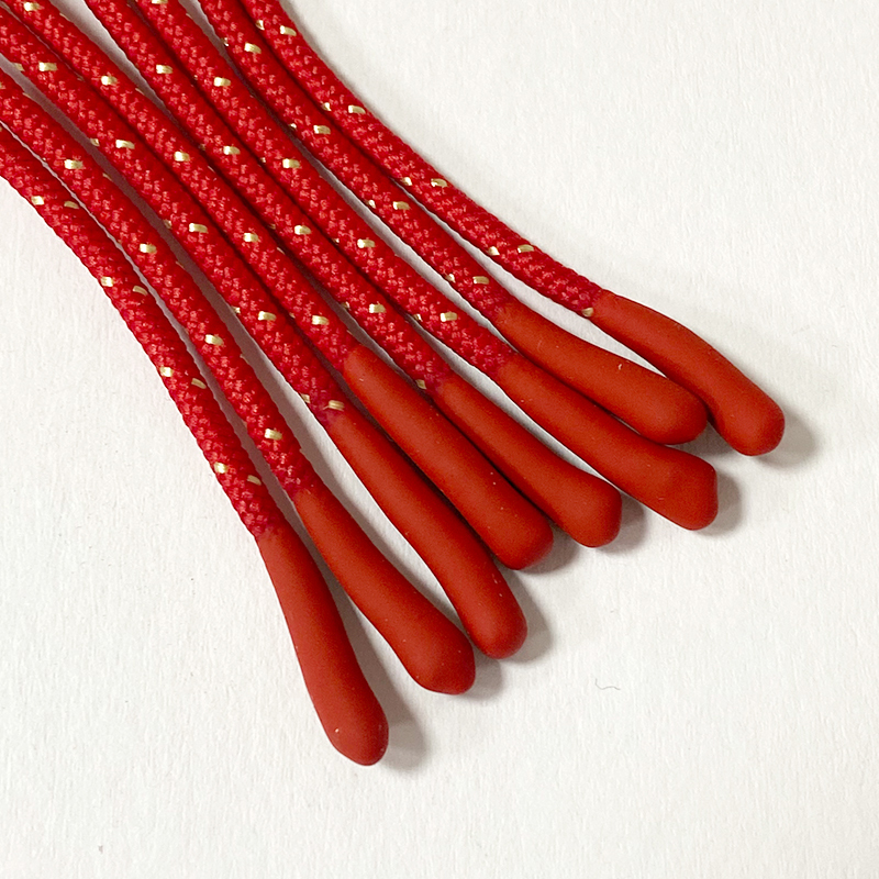 Fancy spotted zipper head drawstring clothing round rope elastic silicone rope polyester braided dipped drawcord