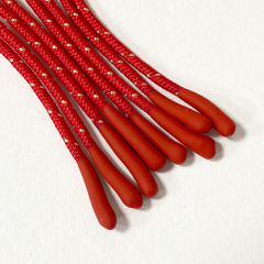 Fancy spotted zipper head drawstring clothing round rope elastic silicone rope polyester braided dipped drawcord