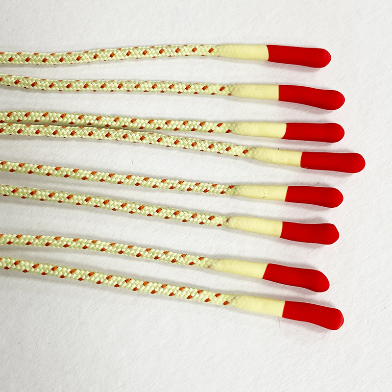 Custom thick drawstring cord silicone dipped tips drawcord fancy spotted zipper head drawstring clothing round rope