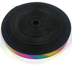factory custom printing high visibility pattern rainbow light reflective materials webbing tape for fashion clothing garment