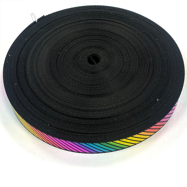 factory custom printing high visibility pattern rainbow light reflective materials webbing tape for fashion clothing garment
