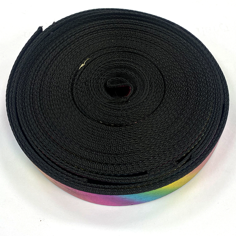 Custom colorful rainbow polyester webbing knitting ribbon rib knit woven tape trims for garment