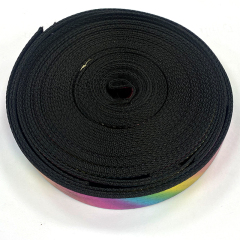 Custom colorful rainbow polyester webbing knitting ribbon rib knit woven tape trims for garment