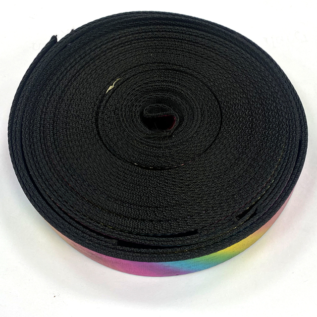Custom colorful rainbow polyester webbing knitting ribbon rib knit woven tape trims for garment