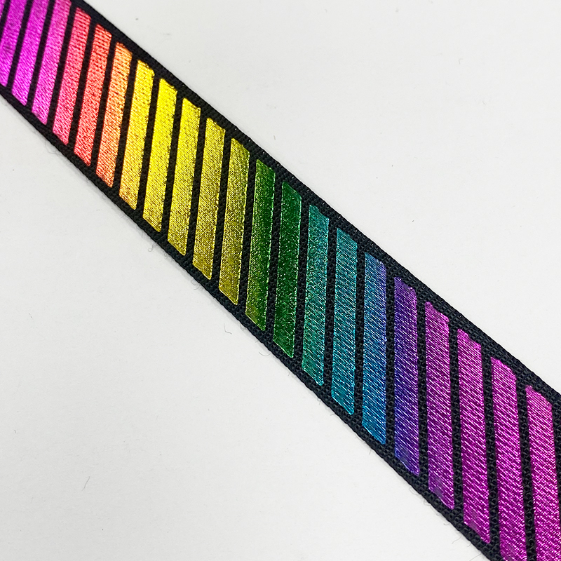 factory custom printing high visibility pattern rainbow light reflective materials webbing tape for fashion clothing garment