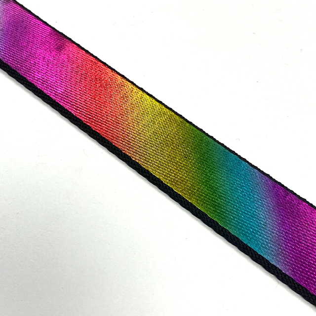 Custom colorful rainbow polyester webbing knitting ribbon rib knit woven tape trims for garment