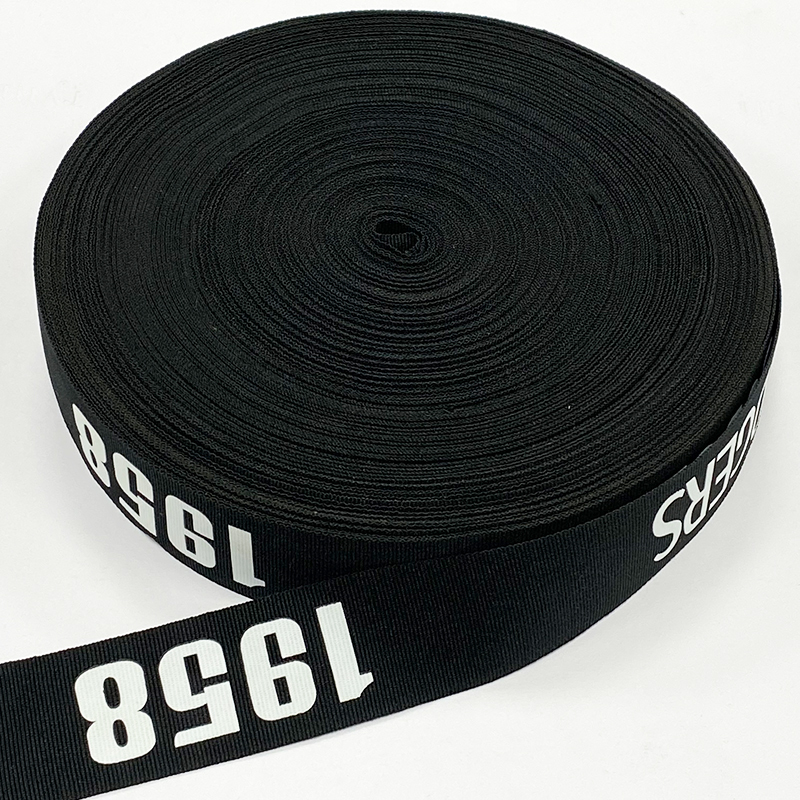 Custom designed logo width plain print ribbon for clothing Sports belt backpack tote bag printed ribbon