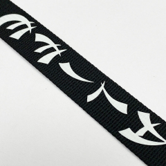 wholesale Silk Print Black Polyester Ribbon for gift wrapping with White Logo Printing Custom Ribbon