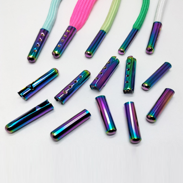 Wholesale shoelace Metal Aglets Custom Laser Engraved Logo Metal Screw Shoelace Tips For Sneaker Hoodies