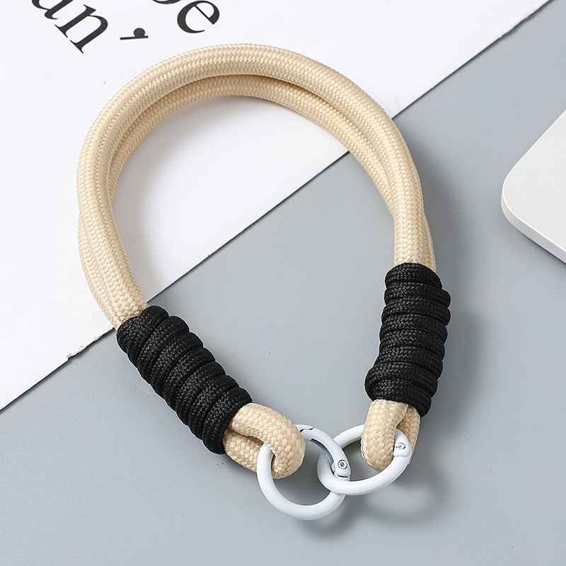 Short Phone Lanyard Anti Loss Keychain Adjustable Hand Nylon Woven Colorful Wrist Hanging Strap