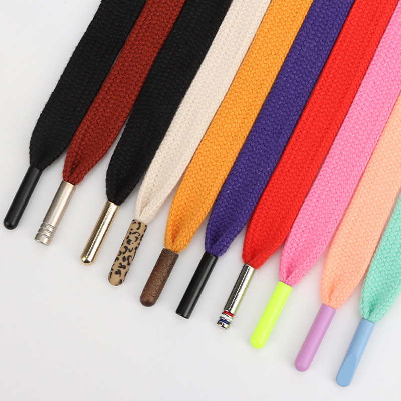 Custom printed logo polyester pants flat hoodie drawcord custom rope drawstring hoodie cord with Metal Tips