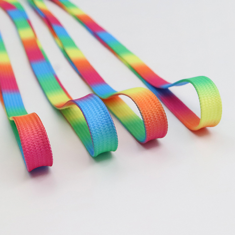 Fashion Manufacturer High Quality Colorful Gradient Flat Polyester Sneakers Shoelace