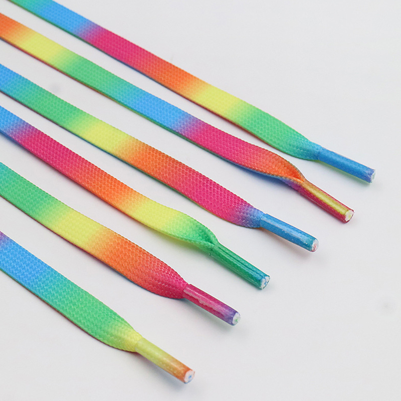 Fashion Manufacturer High Quality Colorful Gradient Flat Polyester Sneakers Shoelace