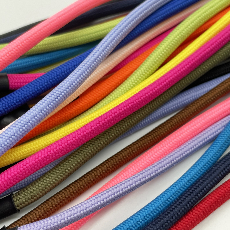 Custom Polyester round rope silicone dipped drawcord with silicone tips pants drawstring waist rope hoodie drawstring