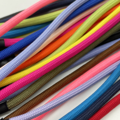 Custom Polyester round rope silicone dipped drawcord with silicone tips pants drawstring waist rope hoodie drawstring
