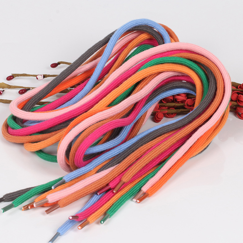 Factory Custom logo printed drawcord hoodie cord string drawstring Polyester cord with Plastic tips of shoelaces