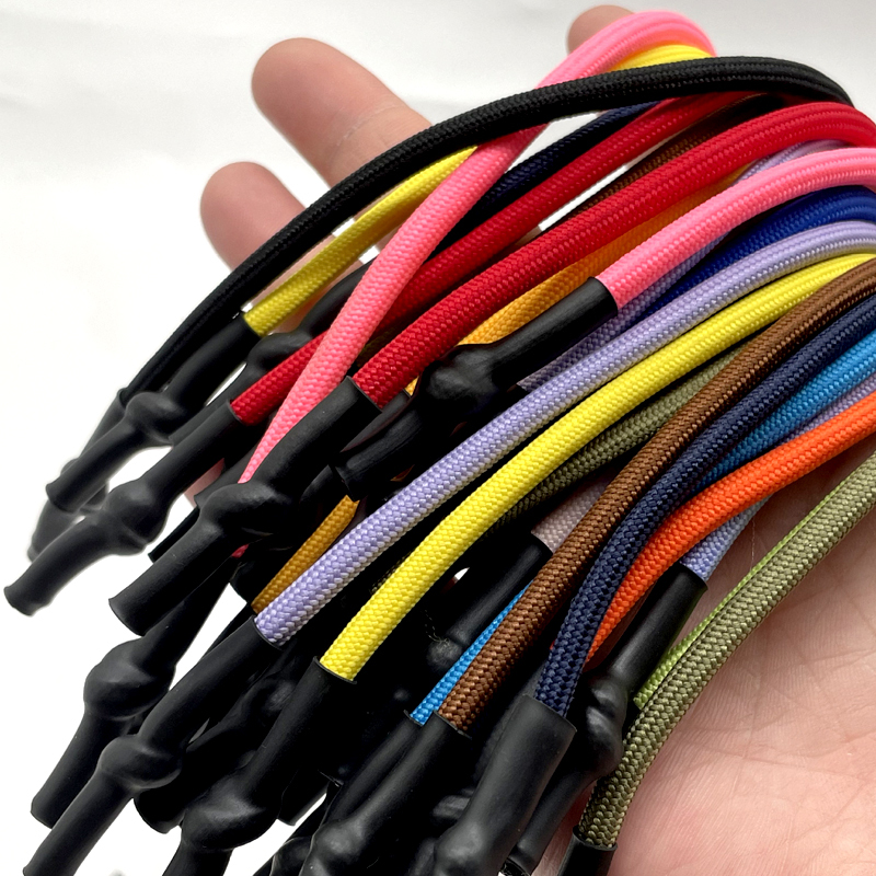 Custom Polyester round rope silicone dipped drawcord with silicone tips pants drawstring waist rope hoodie drawstring