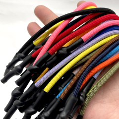 Custom Polyester round rope silicone dipped drawcord with silicone tips pants drawstring waist rope hoodie drawstring