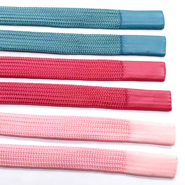 Custom drawcords aglet flat hoodie drawstring cord cotton string with silicone tip end shoelace polyester flat shoelace