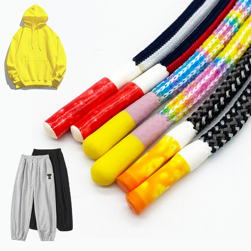Factory Direct Custom Silicone Drawcord Shorts with Logo Manual Made Dipping Tipping Drawstring Diameter Rope