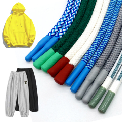 Custom Logo Text Silk Printed Flat round Cotton Silicone Dipped Hoodie Drawcord 6mm Diameter for Shoes Macrame Hoodies