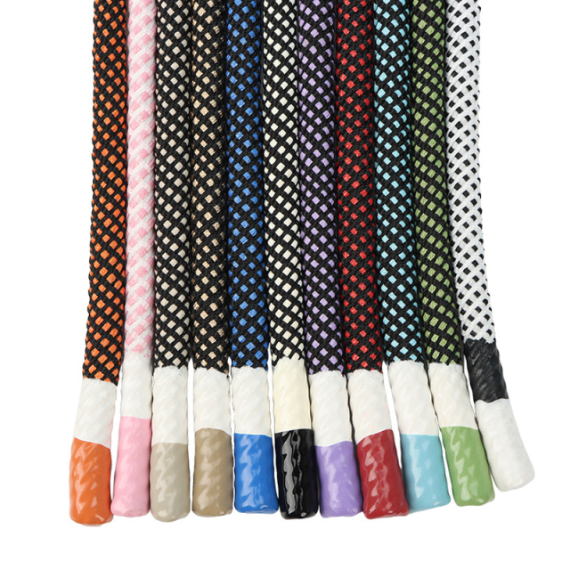 Custom Drawcords polyester round string With Tips Custom Dipped Ends Drawstring Cords Braided Silicone cords with tips