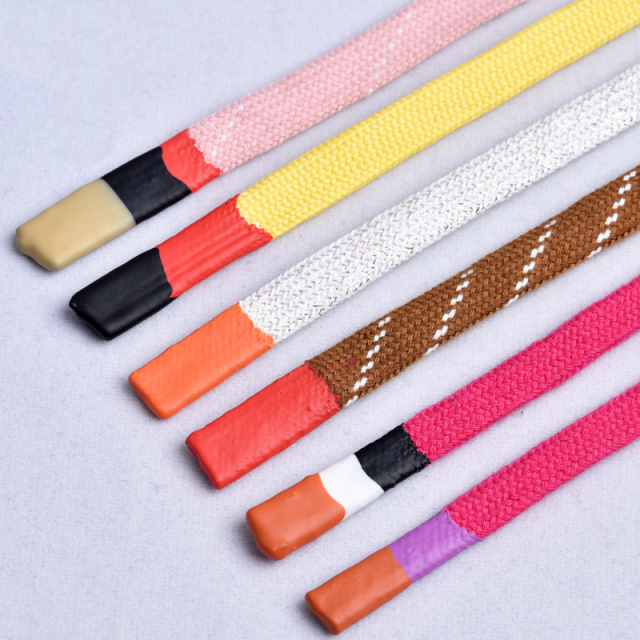 Custom logo Polyester Cord Round Draw Cords fashion Hoodie String Cotton Rope Lace Tips flat Drawstring Silicone Drawcords