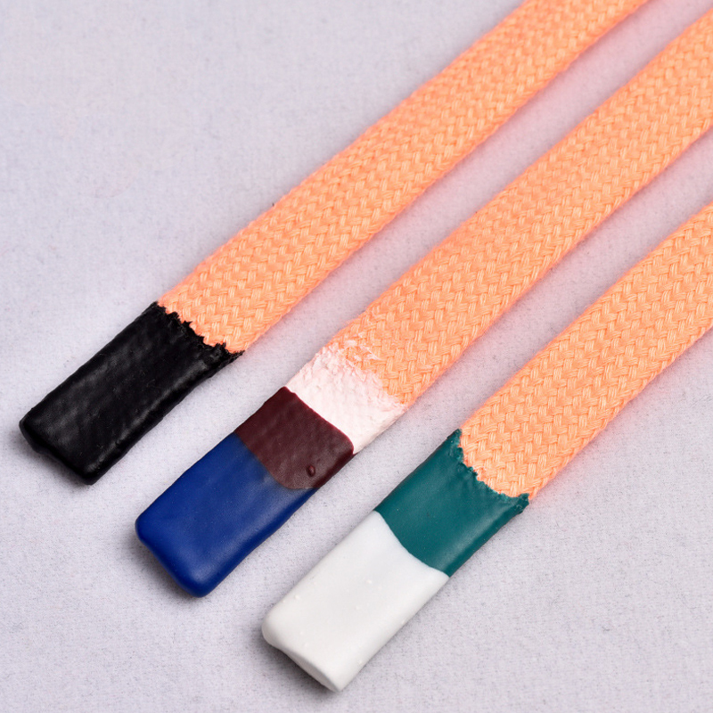 Custom logo Polyester Cord Round Draw Cords fashion Hoodie String Cotton Rope Lace Tips flat Drawstring Silicone Drawcords
