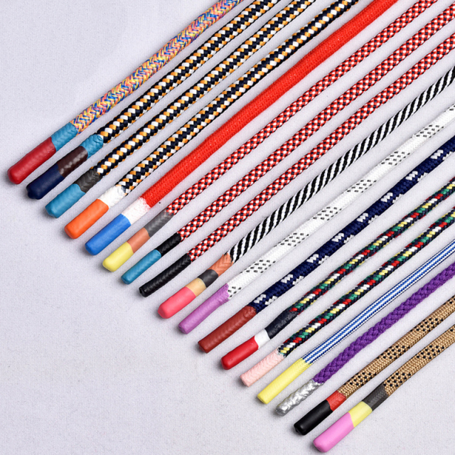 Custom logo Polyester Cord Round Draw Cords fashion Hoodie String Cotton Rope Lace Tips flat Drawstring Silicone Drawcords