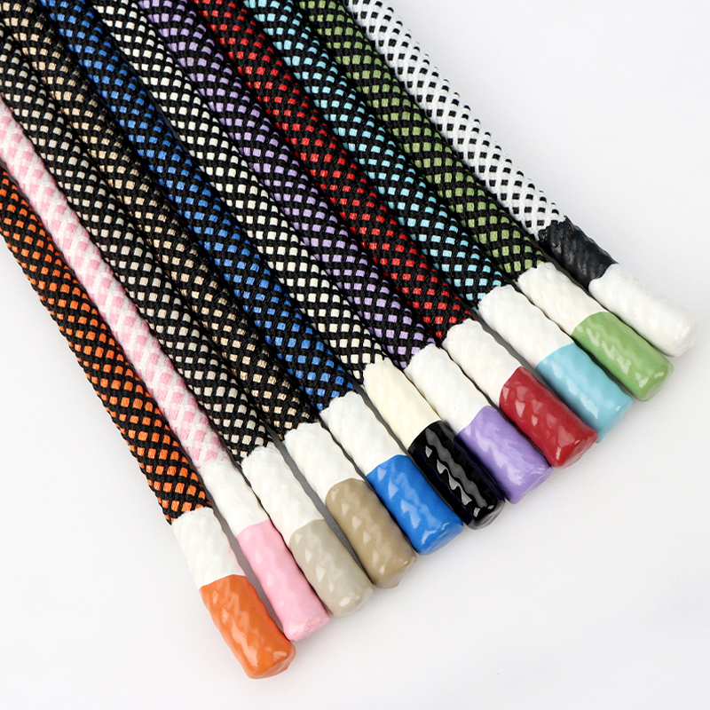 Custom Drawcords polyester round string With Tips Custom Dipped Ends Drawstring Cords Braided Silicone cords with tips